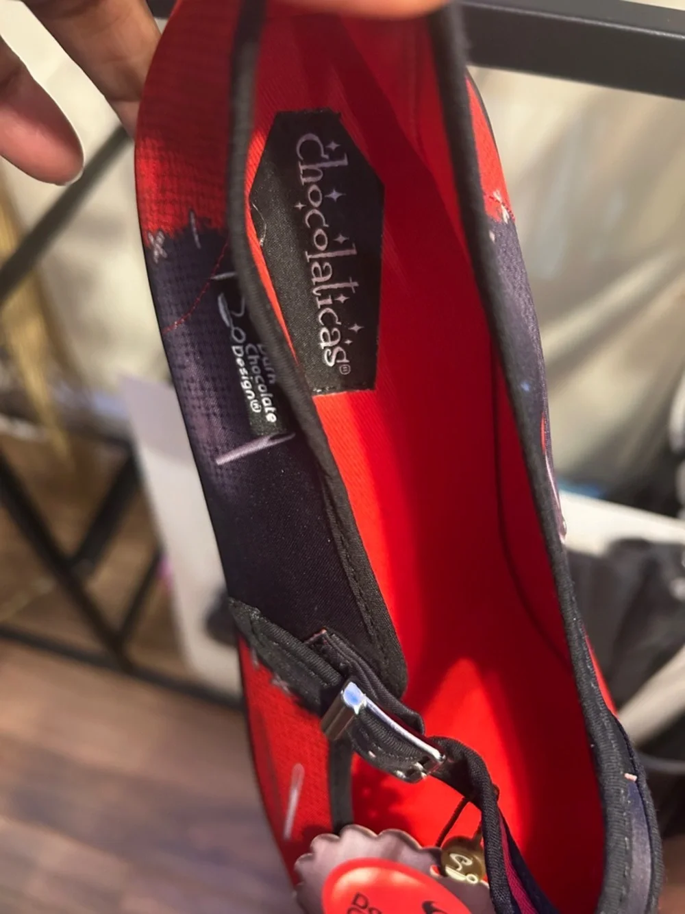 SALE✈️Dark Chocolate Design: Women’s Red & Black Character Mary Jane Flats~NWT’s - Picture 7 of 9